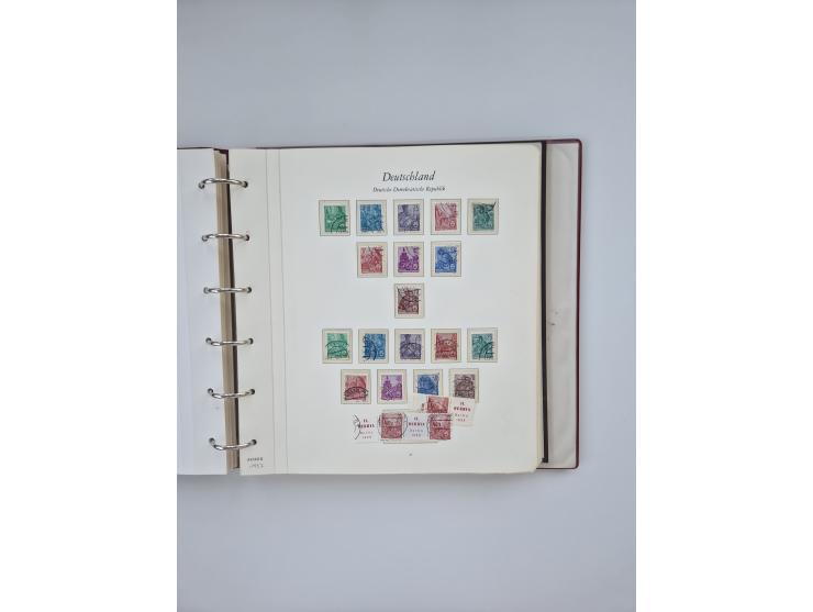 1948/90, in den Hauptnummern augenscheinlich komplette gestempelte Sammlungen Berlin 1948-90 und DDR 1949-90, sowie eine fast
