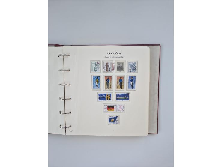 1948/90, in den Hauptnummern augenscheinlich komplette gestempelte Sammlungen Berlin 1948-90 und DDR 1949-90, sowie eine fast