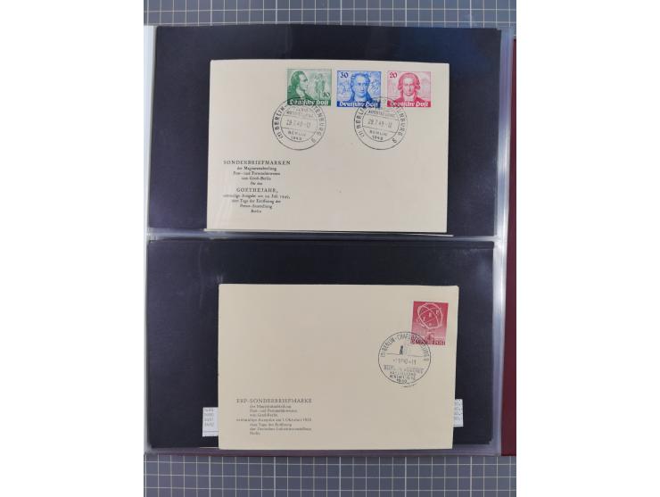 1949/79 (ca.), interessante Sammlung FDC und ETB, dabei U.a. amtliche ETB Berlin sowie FDC Bund Mi. 116, 117-20, 121-22, 143-