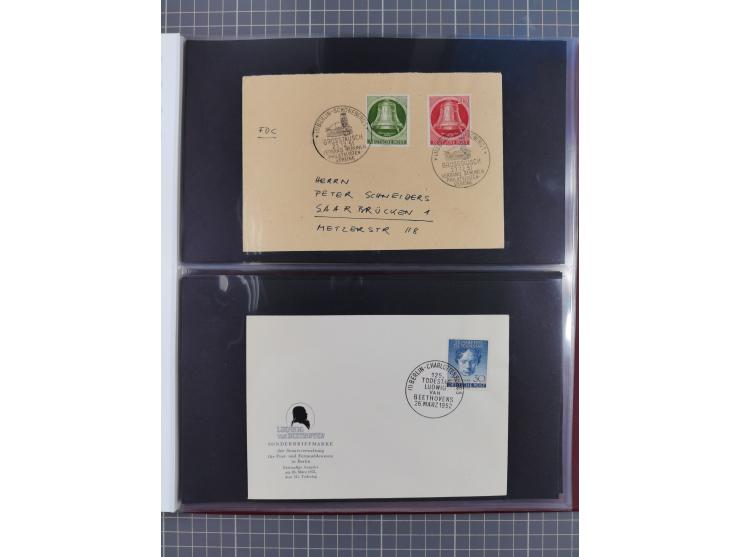 1949/79 (ca.), interessante Sammlung FDC und ETB, dabei U.a. amtliche ETB Berlin sowie FDC Bund Mi. 116, 117-20, 121-22, 143-
