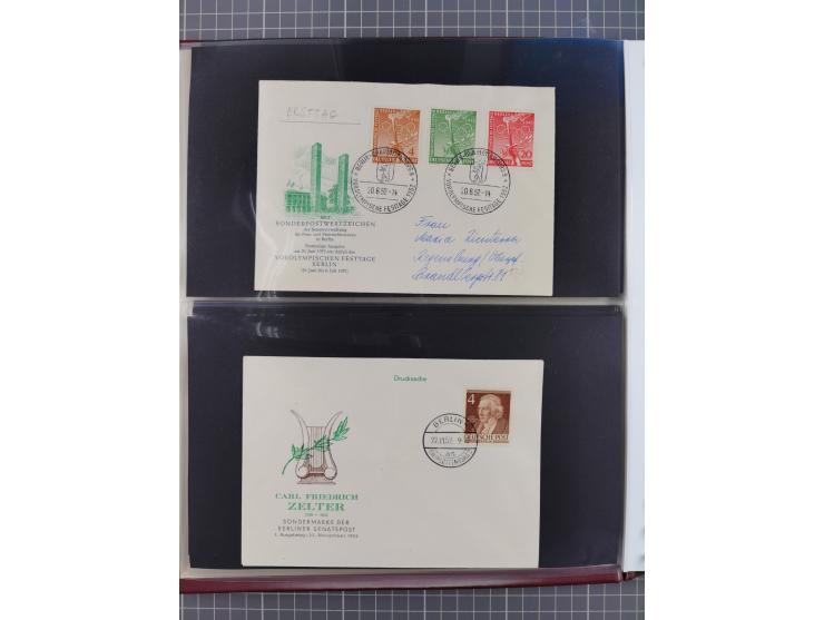 1949/79 (ca.), interessante Sammlung FDC und ETB, dabei U.a. amtliche ETB Berlin sowie FDC Bund Mi. 116, 117-20, 121-22, 143-