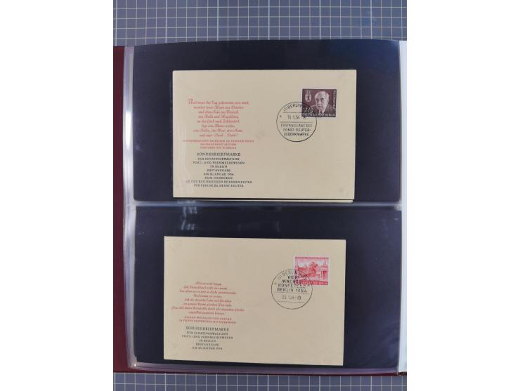 1949/79 (ca.), interessante Sammlung FDC und ETB, dabei U.a. amtliche ETB Berlin sowie FDC Bund Mi. 116, 117-20, 121-22, 143-