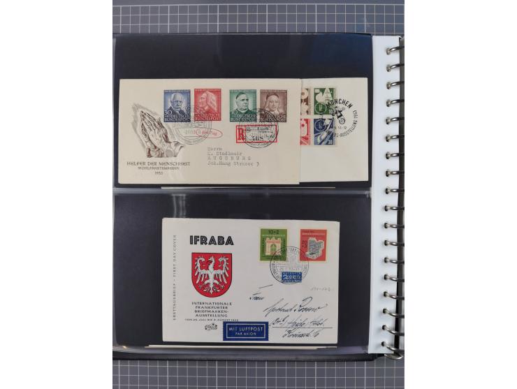 1949/79 (ca.), interessante Sammlung FDC und ETB, dabei U.a. amtliche ETB Berlin sowie FDC Bund Mi. 116, 117-20, 121-22, 143-