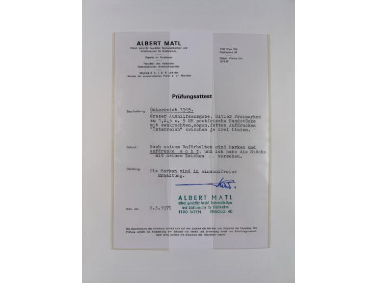 1945/78, postfrische und meist zusätzlich gestempelte Sammlung, in den Hauptnummern komplett, dabei Renner-Kleinbogen und Vög