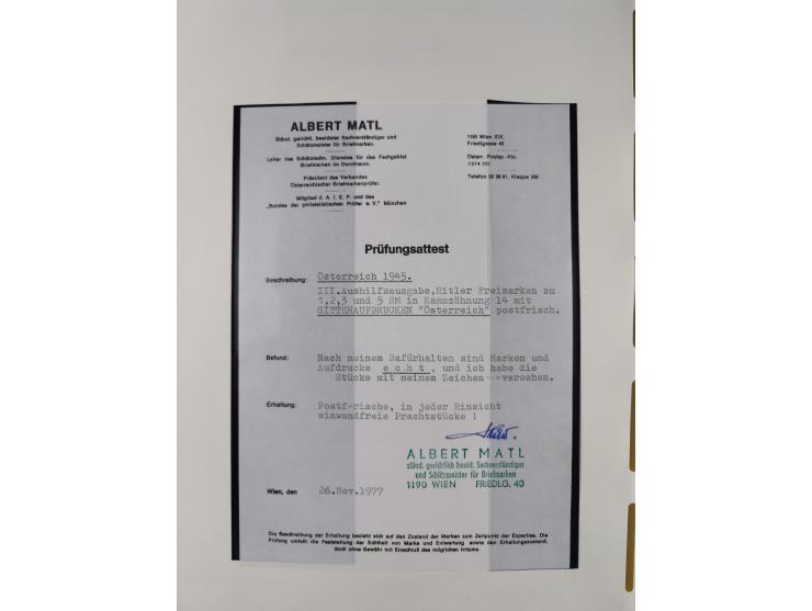 1945/78, postfrische und meist zusätzlich gestempelte Sammlung, in den Hauptnummern komplett, dabei Renner-Kleinbogen und Vög