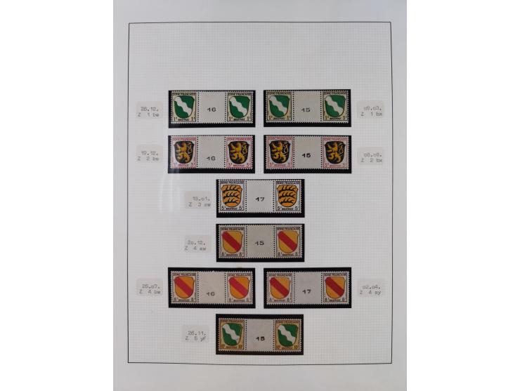 1945/49, postfrische und zusätzlich gestempelte Sammlung, jeweils in den Hauptnummern komplett postfrischer Teil mit Konstanz
