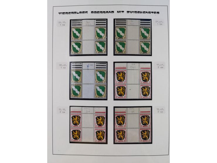 1945/49, postfrische und zusätzlich gestempelte Sammlung, jeweils in den Hauptnummern komplett postfrischer Teil mit Konstanz