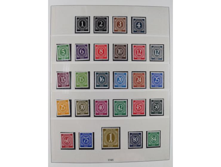1948/49, postfrische und oft zusätzlich gestempelte Sammlung, dabei Band-und Netzaufdrucke mit unverausgabten (signiert Schle