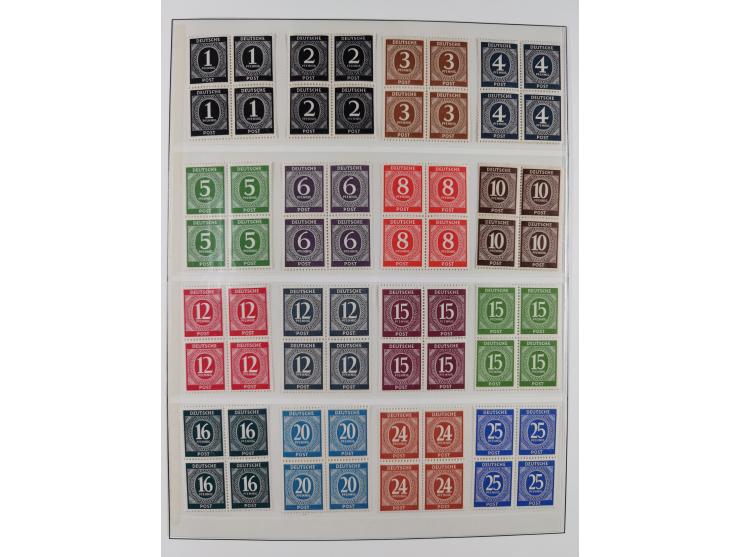 1948/49, postfrische und oft zusätzlich gestempelte Sammlung, dabei Band-und Netzaufdrucke mit unverausgabten (signiert Schle