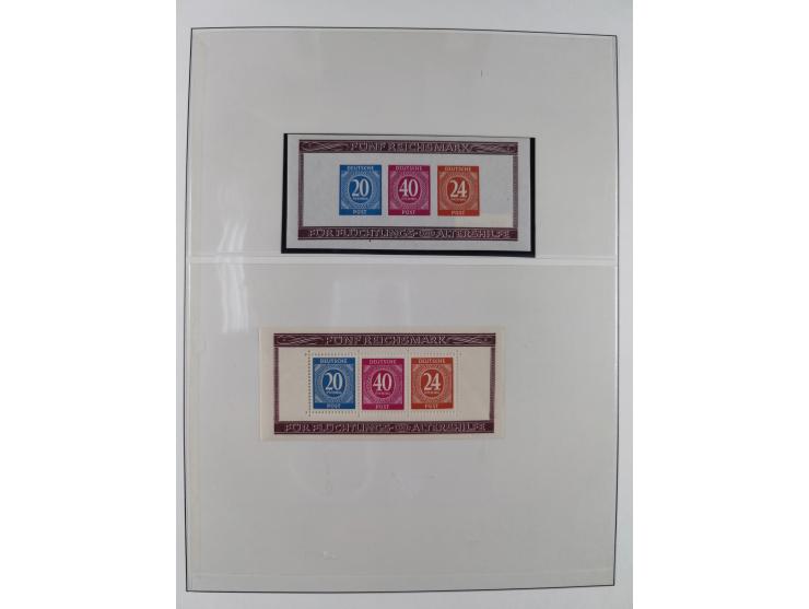 1948/49, postfrische und oft zusätzlich gestempelte Sammlung, dabei Band-und Netzaufdrucke mit unverausgabten (signiert Schle