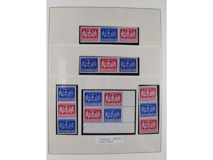 1948/49, postfrische und oft zusätzlich gestempelte Sammlung, dabei Band-und Netzaufdrucke mit unverausgabten (signiert Schle