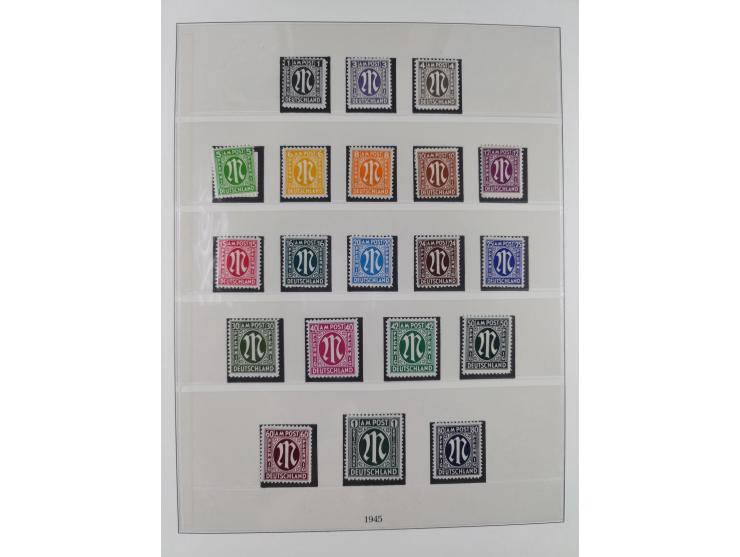 1948/49, postfrische und oft zusätzlich gestempelte Sammlung, dabei Band-und Netzaufdrucke mit unverausgabten (signiert Schle