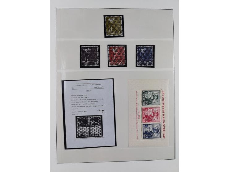 1948/49, postfrische und oft zusätzlich gestempelte Sammlung, dabei Band-und Netzaufdrucke mit unverausgabten (signiert Schle