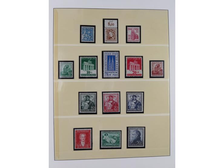 1948/49, postfrische und oft zusätzlich gestempelte Sammlung, dabei Band-und Netzaufdrucke mit unverausgabten (signiert Schle