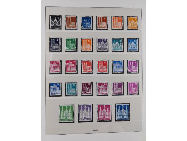 1948/49, postfrische und oft zusätzlich gestempelte Sammlung, dabei Band-und Netzaufdrucke mit unverausgabten (signiert Schle