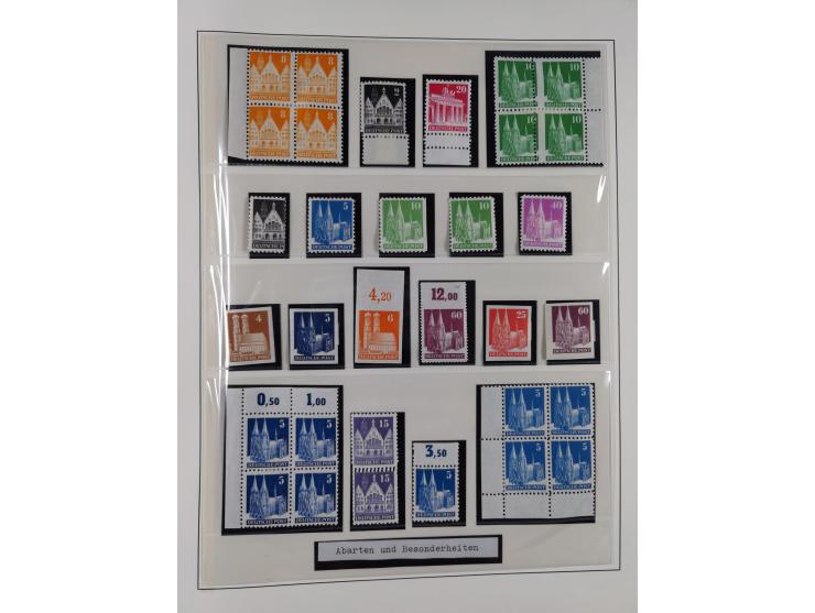 1948/49, postfrische und oft zusätzlich gestempelte Sammlung, dabei Band-und Netzaufdrucke mit unverausgabten (signiert Schle