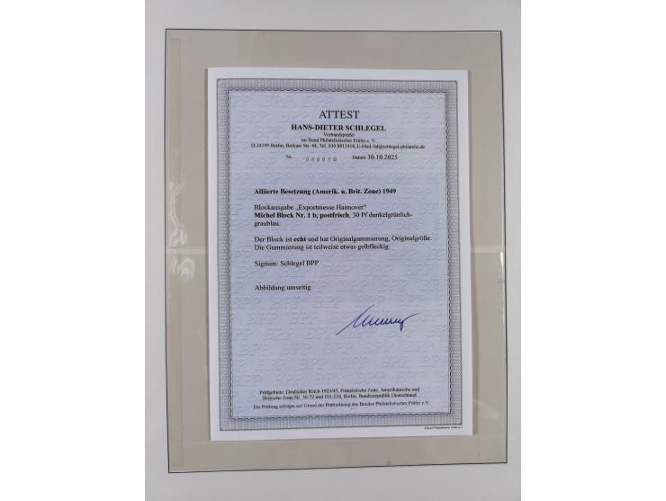 1948/49, postfrische und oft zusätzlich gestempelte Sammlung, dabei Band-und Netzaufdrucke mit unverausgabten (signiert Schle