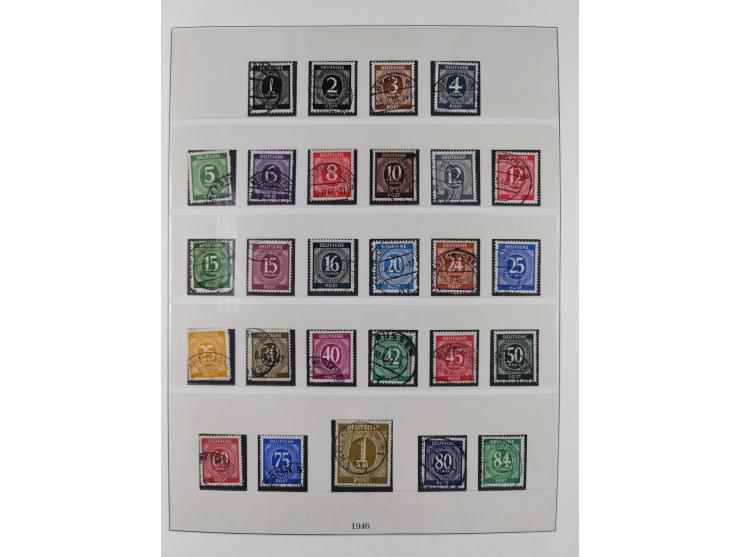 1948/49, postfrische und oft zusätzlich gestempelte Sammlung, dabei Band-und Netzaufdrucke mit unverausgabten (signiert Schle