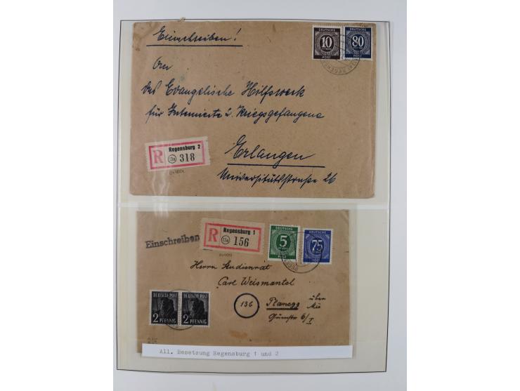 1948/49, postfrische und oft zusätzlich gestempelte Sammlung, dabei Band-und Netzaufdrucke mit unverausgabten (signiert Schle