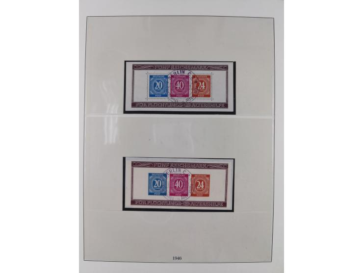 1948/49, postfrische und oft zusätzlich gestempelte Sammlung, dabei Band-und Netzaufdrucke mit unverausgabten (signiert Schle