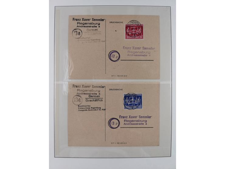 1948/49, postfrische und oft zusätzlich gestempelte Sammlung, dabei Band-und Netzaufdrucke mit unverausgabten (signiert Schle