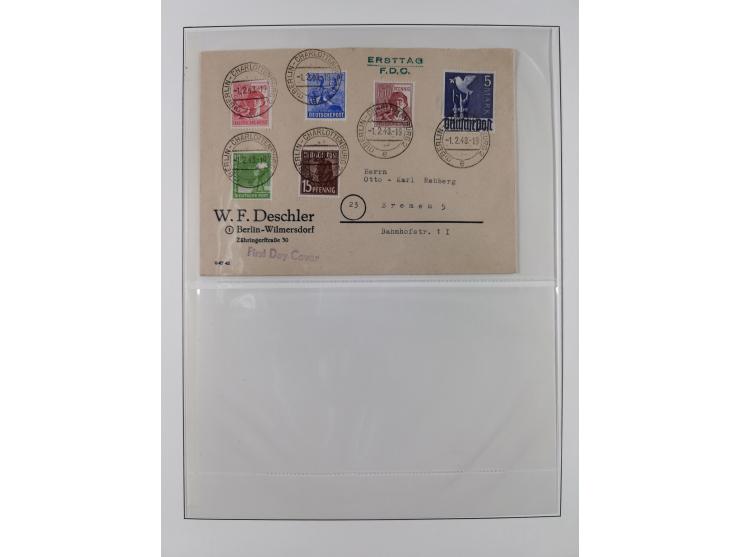 1948/49, postfrische und oft zusätzlich gestempelte Sammlung, dabei Band-und Netzaufdrucke mit unverausgabten (signiert Schle