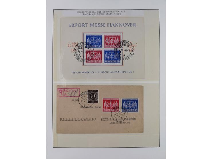 1948/49, postfrische und oft zusätzlich gestempelte Sammlung, dabei Band-und Netzaufdrucke mit unverausgabten (signiert Schle