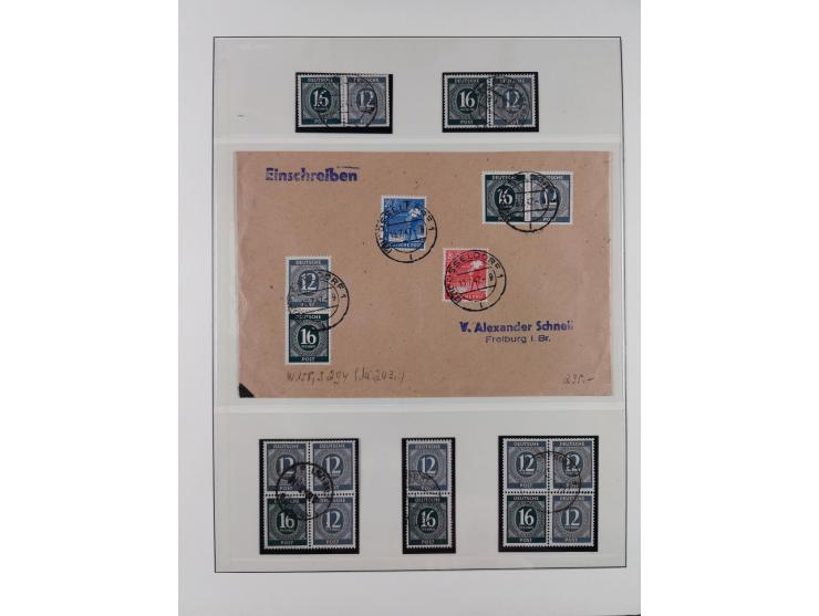 1948/49, postfrische und oft zusätzlich gestempelte Sammlung, dabei Band-und Netzaufdrucke mit unverausgabten (signiert Schle