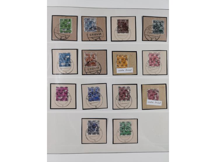1948/49, postfrische und oft zusätzlich gestempelte Sammlung, dabei Band-und Netzaufdrucke mit unverausgabten (signiert Schle