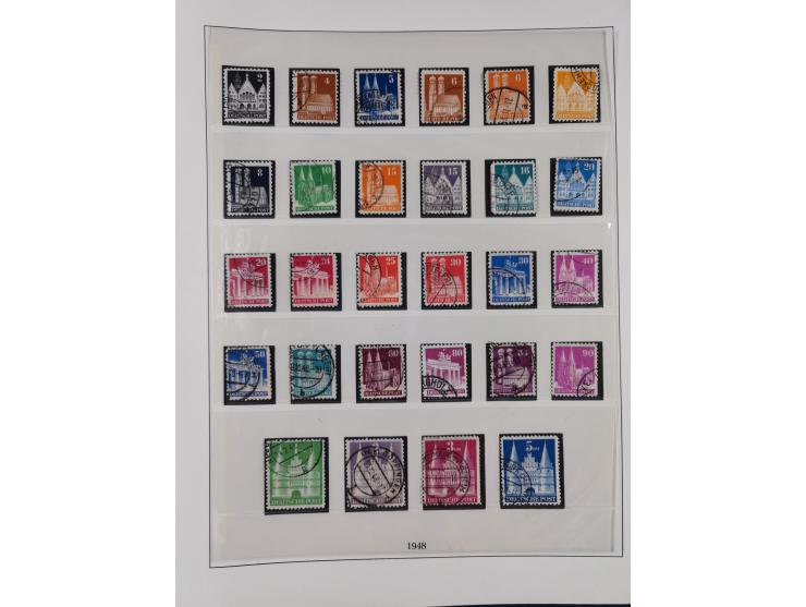 1948/49, postfrische und oft zusätzlich gestempelte Sammlung, dabei Band-und Netzaufdrucke mit unverausgabten (signiert Schle