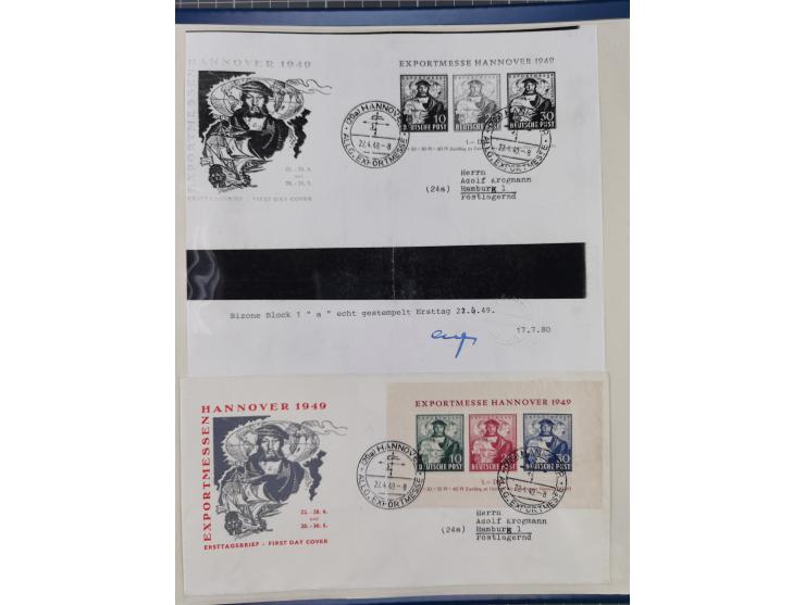1948/49, postfrische und oft zusätzlich gestempelte Sammlung, dabei Band-und Netzaufdrucke mit unverausgabten (signiert Schle