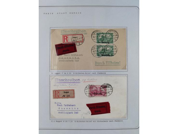 1920/39, reichhaltige gestempelte Sammlung, aufgelockert durch zahlreiche Briefe, Karten und Paketkarten, in den Hauptnummern