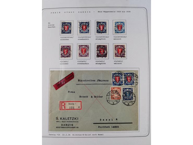 1920/39, reichhaltige gestempelte Sammlung, aufgelockert durch zahlreiche Briefe, Karten und Paketkarten, in den Hauptnummern