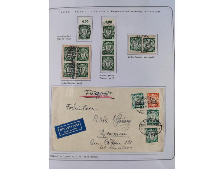 1920/39, reichhaltige gestempelte Sammlung, aufgelockert durch zahlreiche Briefe, Karten und Paketkarten, in den Hauptnummern