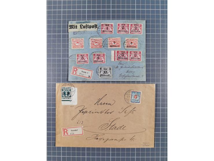 1920/39, reichhaltige gestempelte Sammlung, aufgelockert durch zahlreiche Briefe, Karten und Paketkarten, in den Hauptnummern