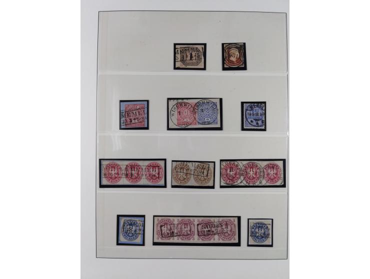 1840/1940 (ca.), reichhaltige gestempelte 3-bändige Sammlung mit Vor- und Nachläufern sowie kleiner Stempelsammlung, vielfach