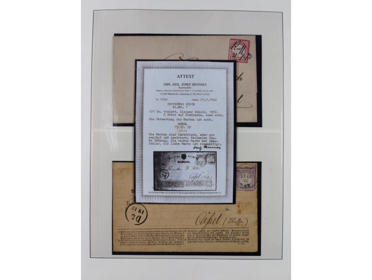 1840/1940 (ca.), reichhaltige gestempelte 3-bändige Sammlung mit Vor- und Nachläufern sowie kleiner Stempelsammlung, vielfach