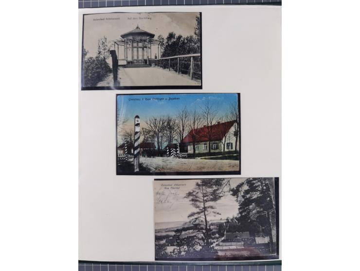 1840/1940 (ca.), reichhaltige gestempelte 3-bändige Sammlung mit Vor- und Nachläufern sowie kleiner Stempelsammlung, vielfach