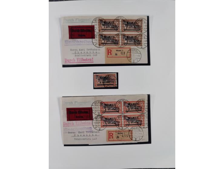 1840/1940 (ca.), reichhaltige gestempelte 3-bändige Sammlung mit Vor- und Nachläufern sowie kleiner Stempelsammlung, vielfach