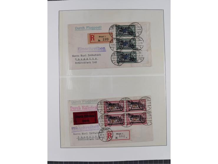 1840/1940 (ca.), reichhaltige gestempelte 3-bändige Sammlung mit Vor- und Nachläufern sowie kleiner Stempelsammlung, vielfach