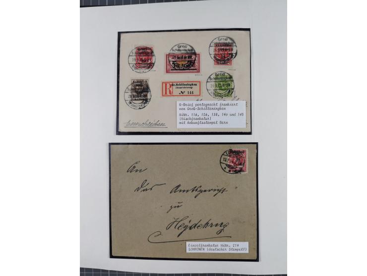 1840/1940 (ca.), reichhaltige gestempelte 3-bändige Sammlung mit Vor- und Nachläufern sowie kleiner Stempelsammlung, vielfach