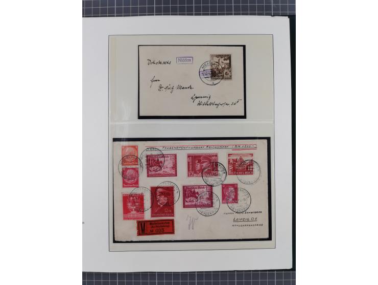 1840/1940 (ca.), reichhaltige gestempelte 3-bändige Sammlung mit Vor- und Nachläufern sowie kleiner Stempelsammlung, vielfach