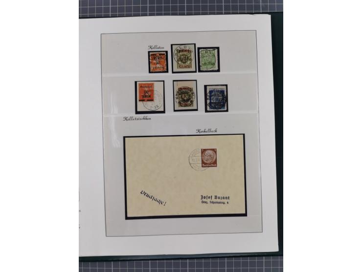 1840/1940 (ca.), reichhaltige gestempelte 3-bändige Sammlung mit Vor- und Nachläufern sowie kleiner Stempelsammlung, vielfach
