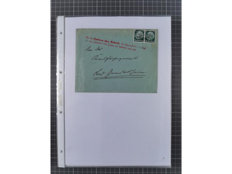 1934/45, ca. 58 Briefe und Karten, dabei 16 mit Propagandastempeln “Wer behauptet, Deutschland sei am Kriege schuld”, “Zu den