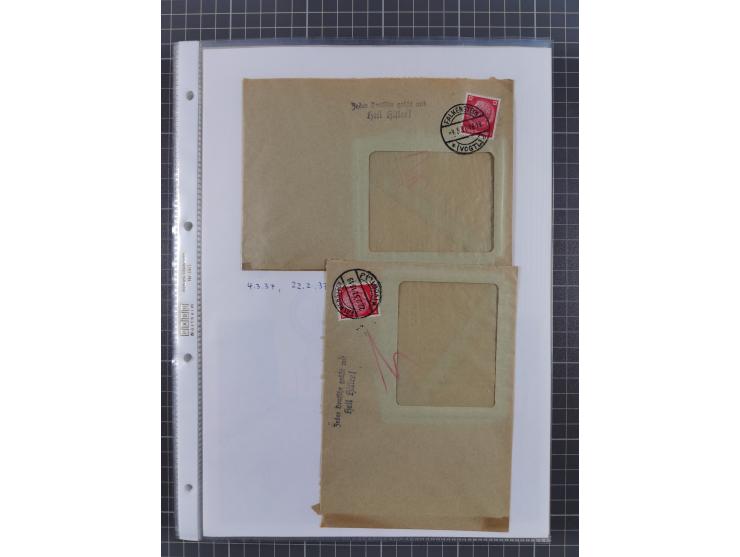 1934/45, ca. 58 Briefe und Karten, dabei 16 mit Propagandastempeln “Wer behauptet, Deutschland sei am Kriege schuld”, “Zu den