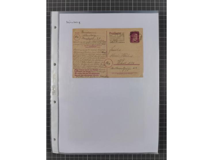 1934/45, ca. 58 Briefe und Karten, dabei 16 mit Propagandastempeln “Wer behauptet, Deutschland sei am Kriege schuld”, “Zu den