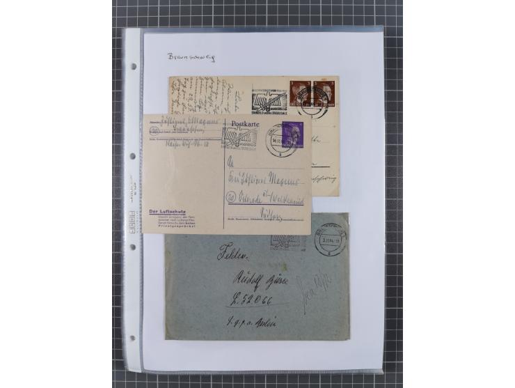 1934/45, ca. 58 Briefe und Karten, dabei 16 mit Propagandastempeln “Wer behauptet, Deutschland sei am Kriege schuld”, “Zu den