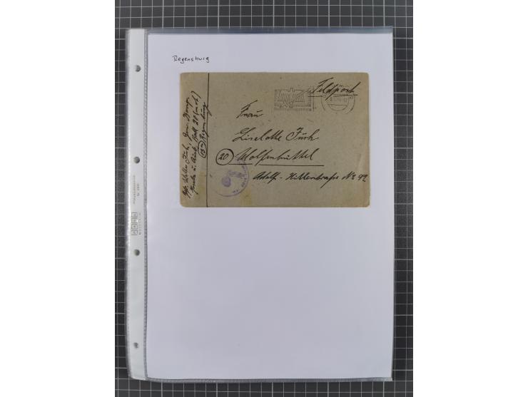 1934/45, ca. 58 Briefe und Karten, dabei 16 mit Propagandastempeln “Wer behauptet, Deutschland sei am Kriege schuld”, “Zu den