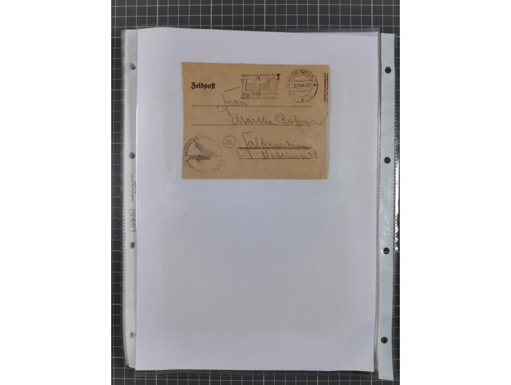 1934/45, ca. 58 Briefe und Karten, dabei 16 mit Propagandastempeln “Wer behauptet, Deutschland sei am Kriege schuld”, “Zu den