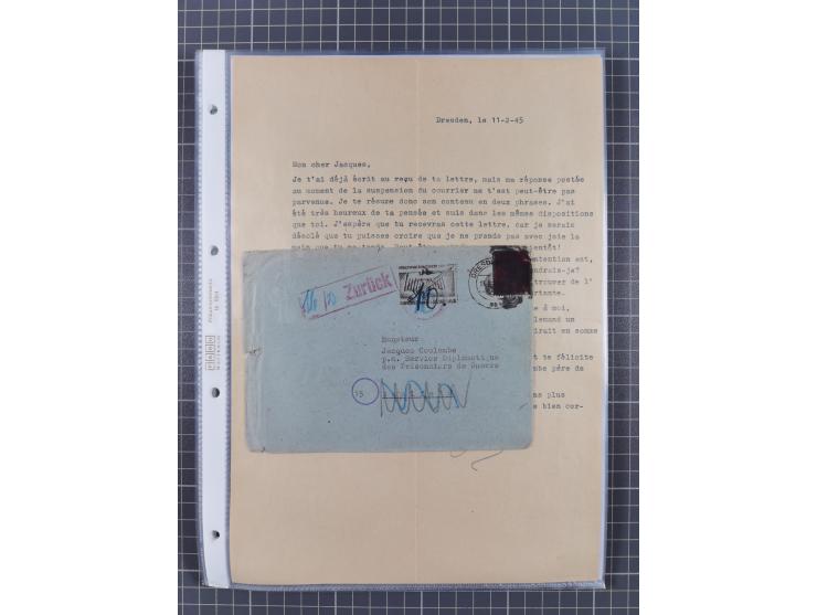 1934/45, ca. 58 Briefe und Karten, dabei 16 mit Propagandastempeln “Wer behauptet, Deutschland sei am Kriege schuld”, “Zu den